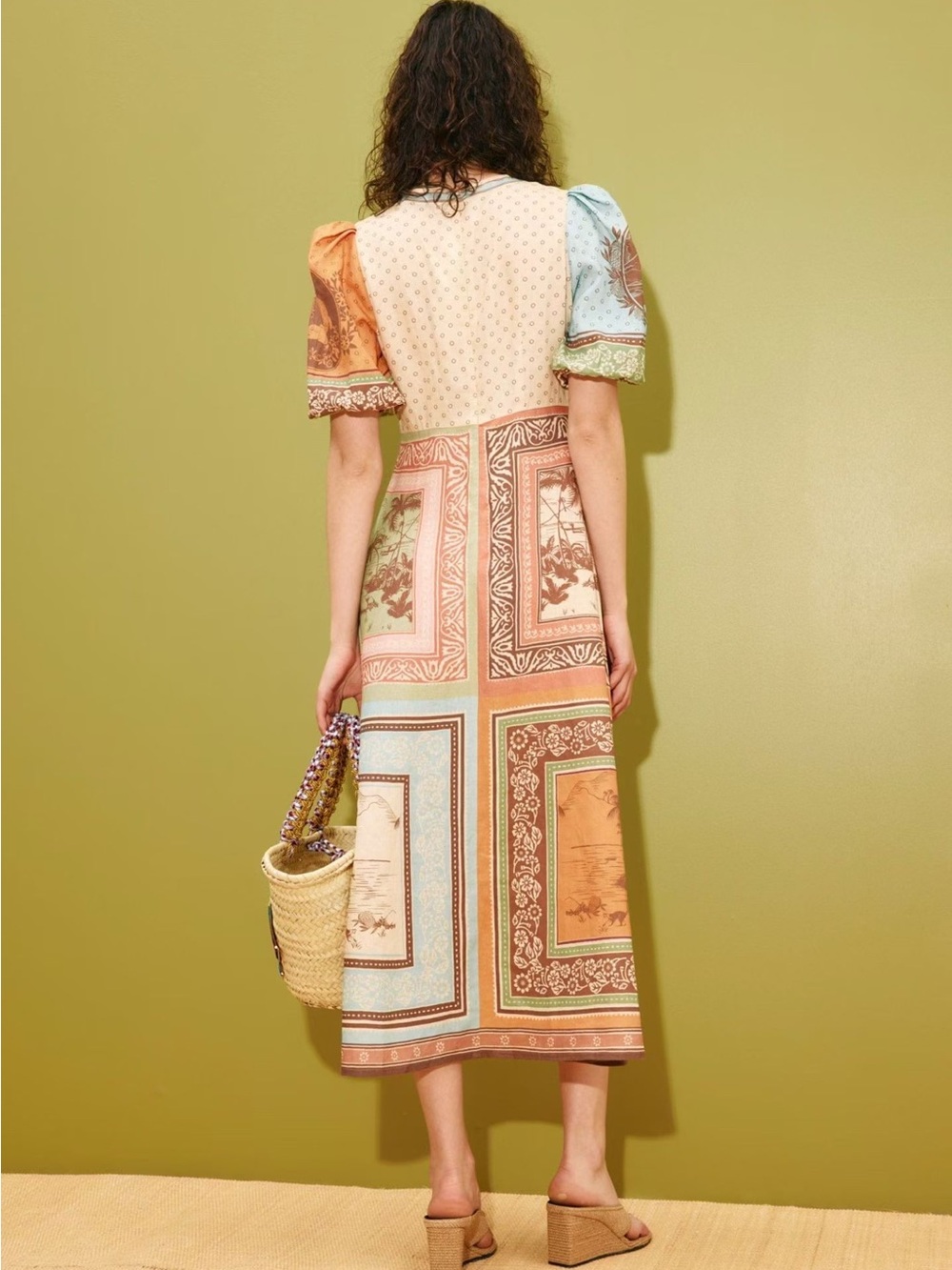 ALEMAIS Alberta Midi Dress Printed Patchwork Midi Dress, 2 4 6 - Picture 2 of 10